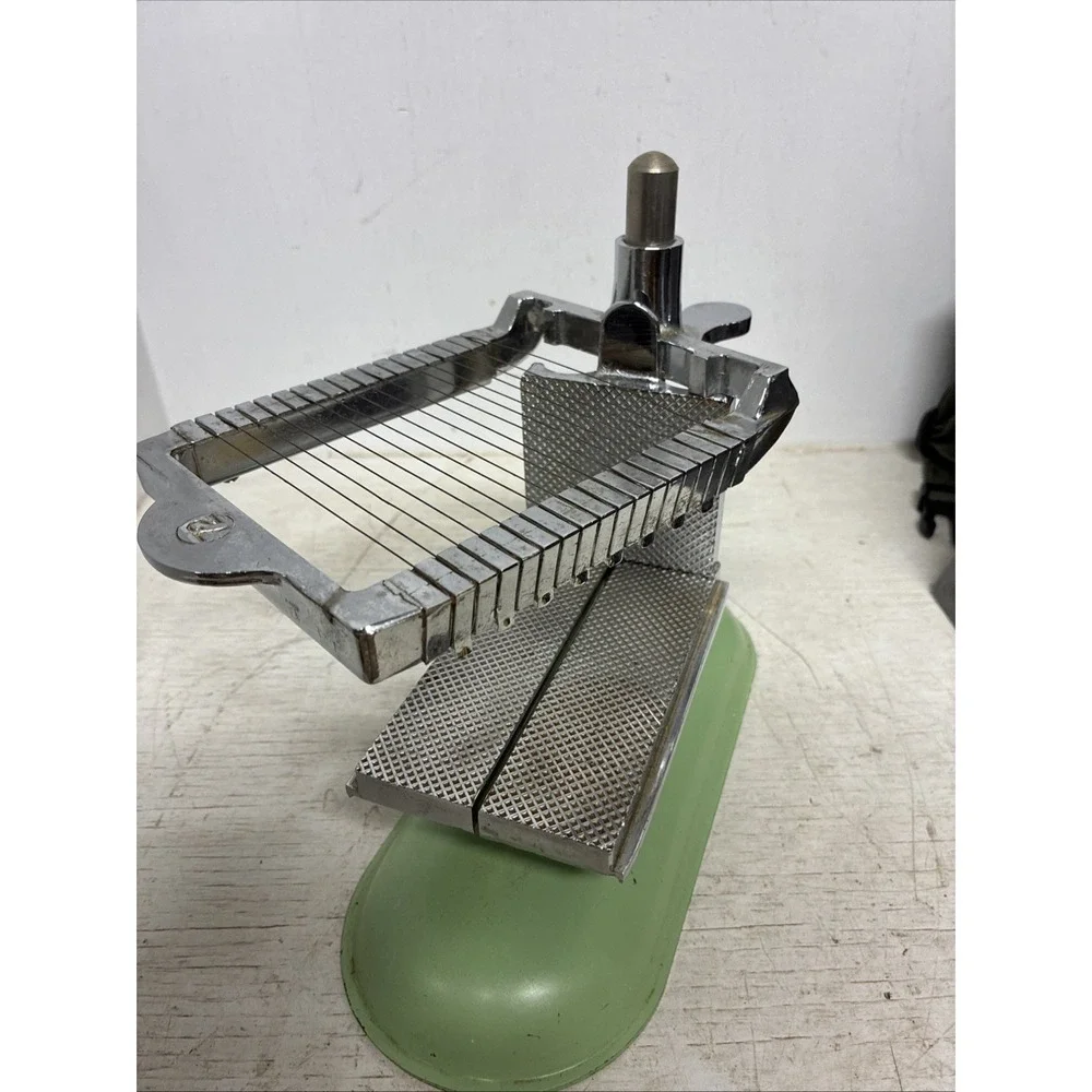 Vintage 1940s Bico Butter/ Cheese Slicer Green Enamel Over Cast Iron Model 72